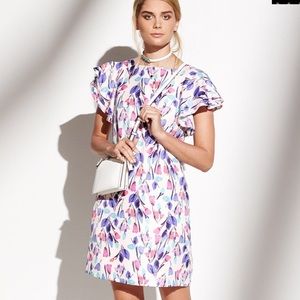 Donna Morgan floral ruffle sleeve dress